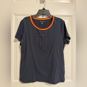 Tommy Hilfiger Navy Tee with Red and Yellow Neck Trim